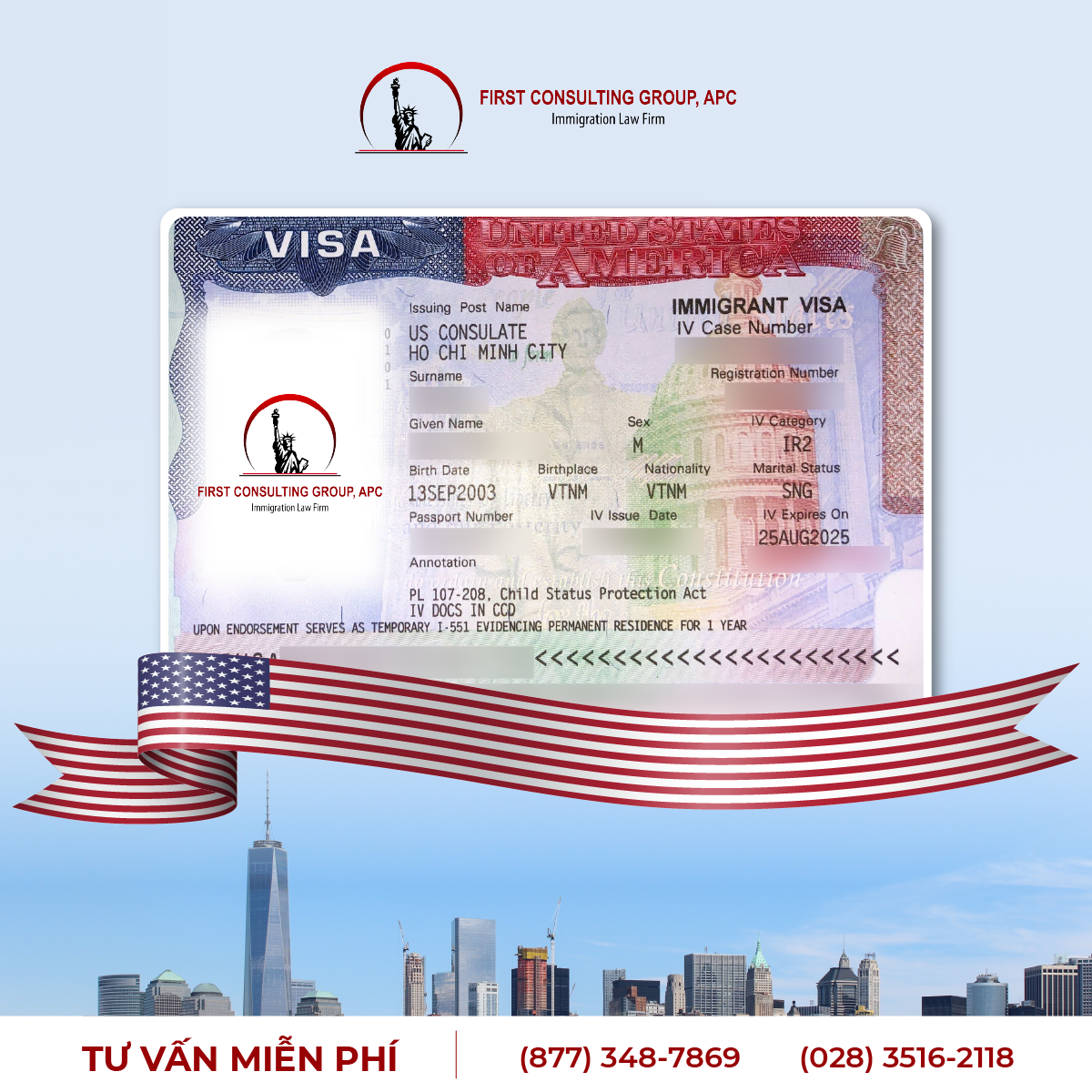 Chúc mừng anh L.Q.M đã chính thức nhận được visa bảo lãnh con IR2