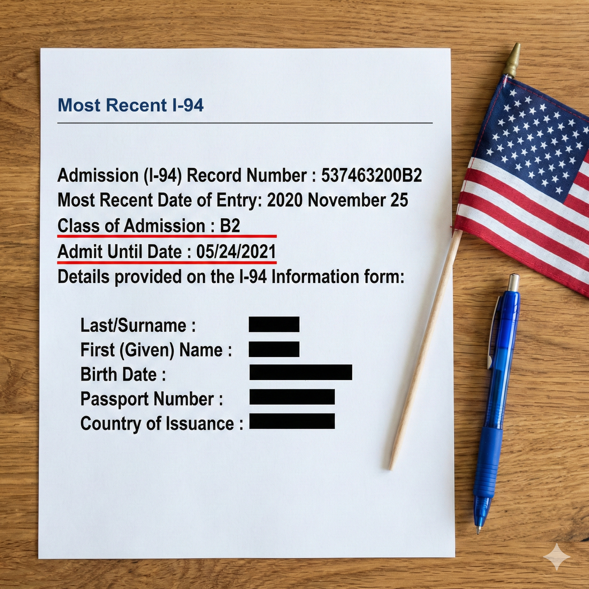 Thông tin cần kiểm tra trên đơn I-94