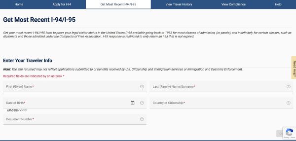 Đơn I-94 Tờ khai nhập cảnh Mỹ