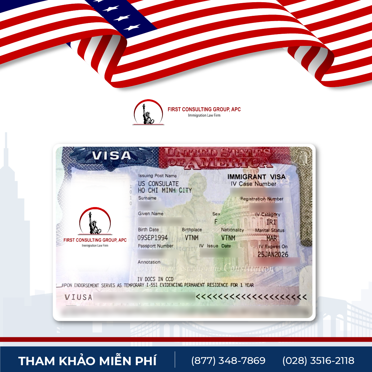 Chúc mừng chị L.T.Q.T đã chính thức nhận được visa IR1/CR1