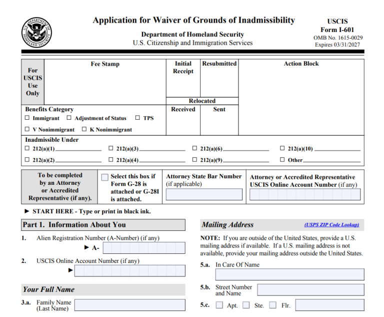 Bí quyết chứng minh “khó khăn cực độ” khi nộp đơn xin ân xá (I-601/I-601A)