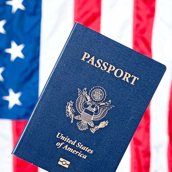 us passport on white