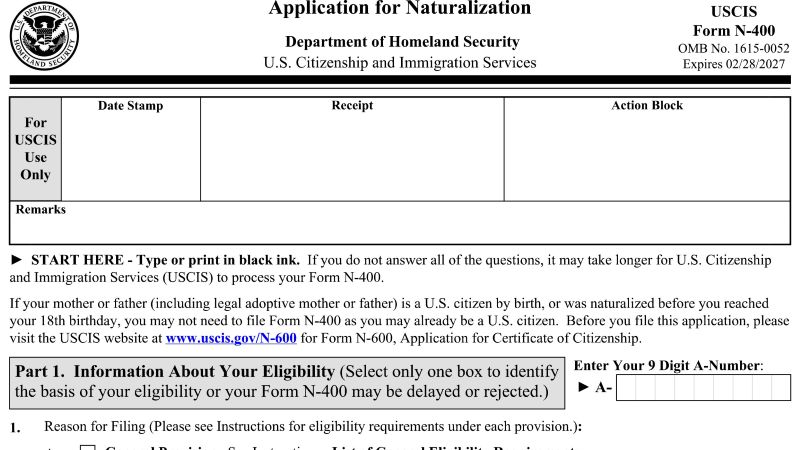 Hướng dẫn cách điền đơn thi quốc tịch Mỹ N400 từng bước