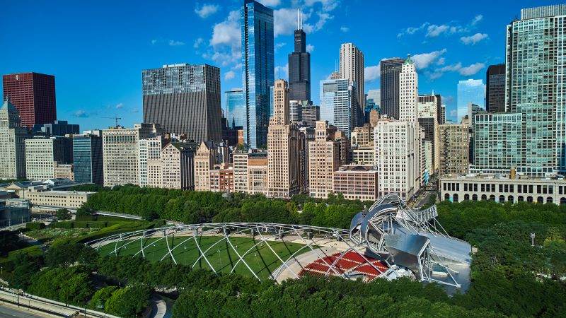 Chicago Illinois Hoa Kỳ skyline và công viên Millennium Park nhìn từ trên cao - First Consulting Group