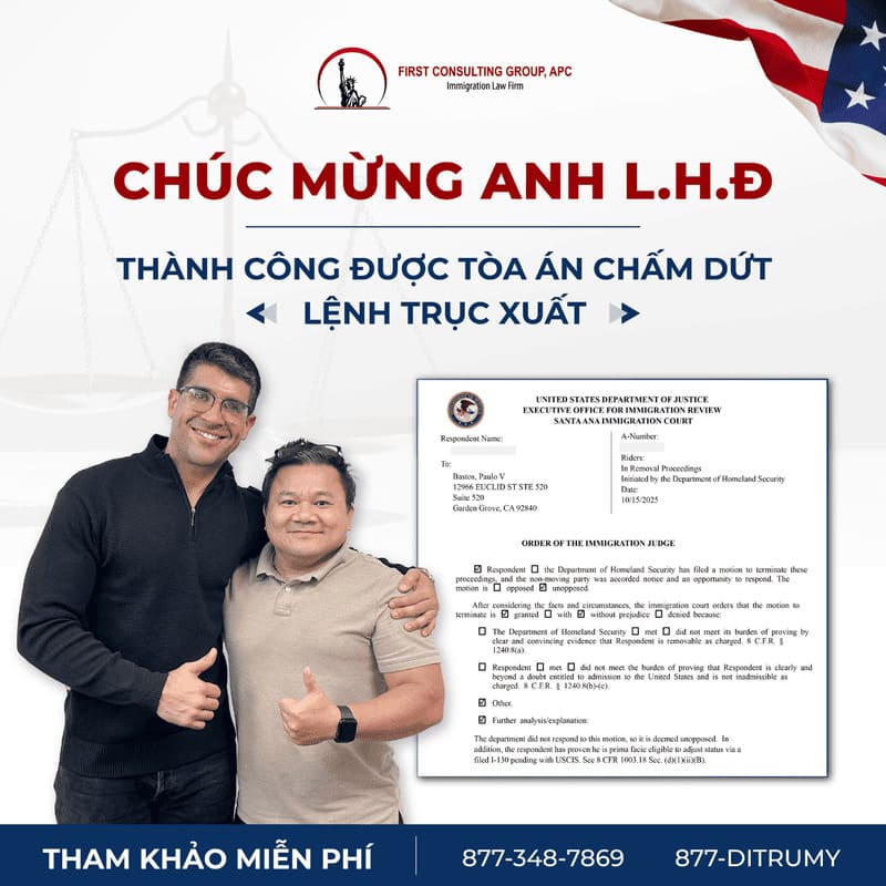 Chúc mừng anh L.H.Đ thành công được tòa án chấm dứt lệnh trục xuất